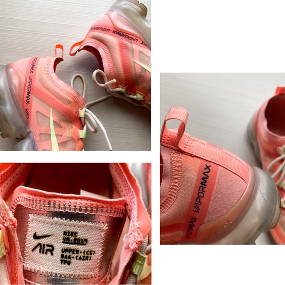 Nike Air VaporMax 2019 Pink Tint Neon Rubber Pods Ripstop Running Shoes Sneakers - Picture 10 of 11